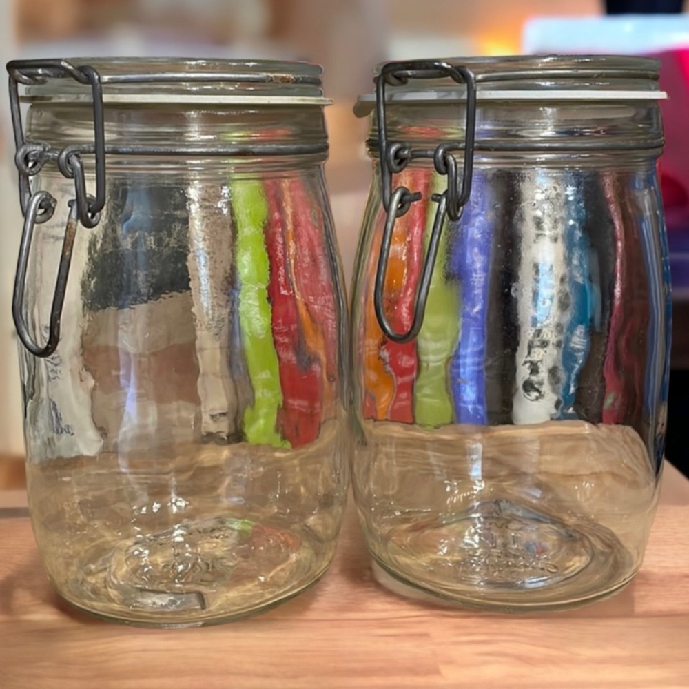 Vintage Hinged Lid Glass Jars